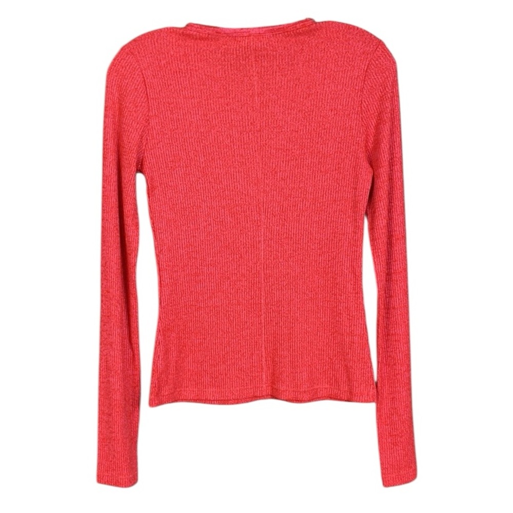 Rag & Bone Heathered Hot Pink Ribbed Long Sleeve Top Women's Small - Picture 3 of 7